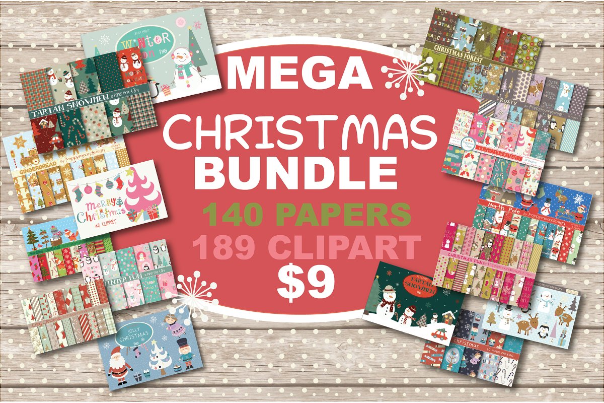 mega christmas bundle clipart and paper for scrapbookers and designers